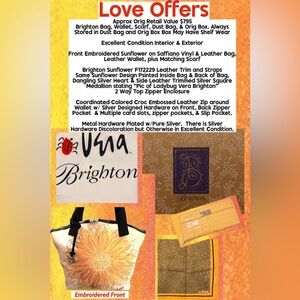 Brighton Sunflower Bag Wallet Scarf Dust Bag Box 
Saffiano Vinyl Croc Embossed